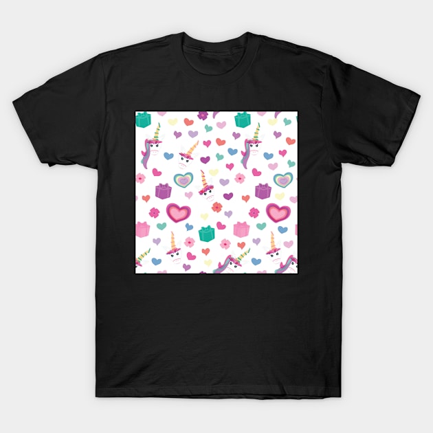 Unicorn gifts, hearts and flowers T-Shirt by sigdesign